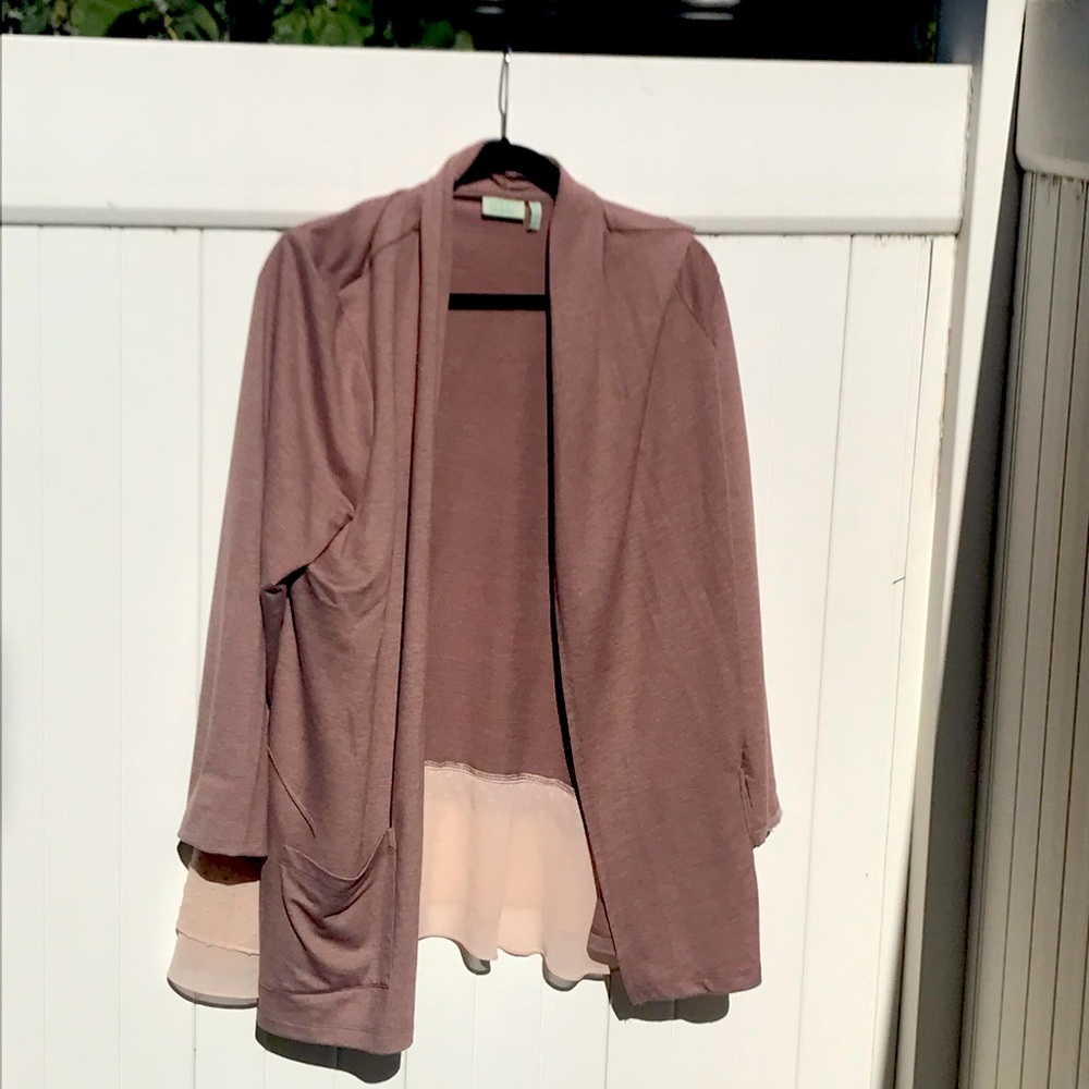 LOGO Lounge shawl-collar jersey knit sweater.